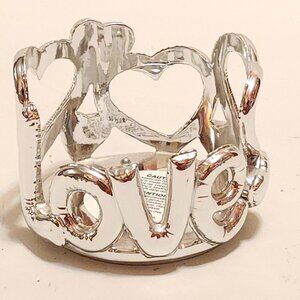 VHTF Rare Bath & Body Works Silver Love 3 Wick Candle Holder Balloon Letters
